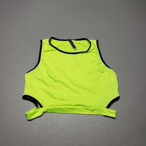 true rock neon green crop top with side cutouts women's size large